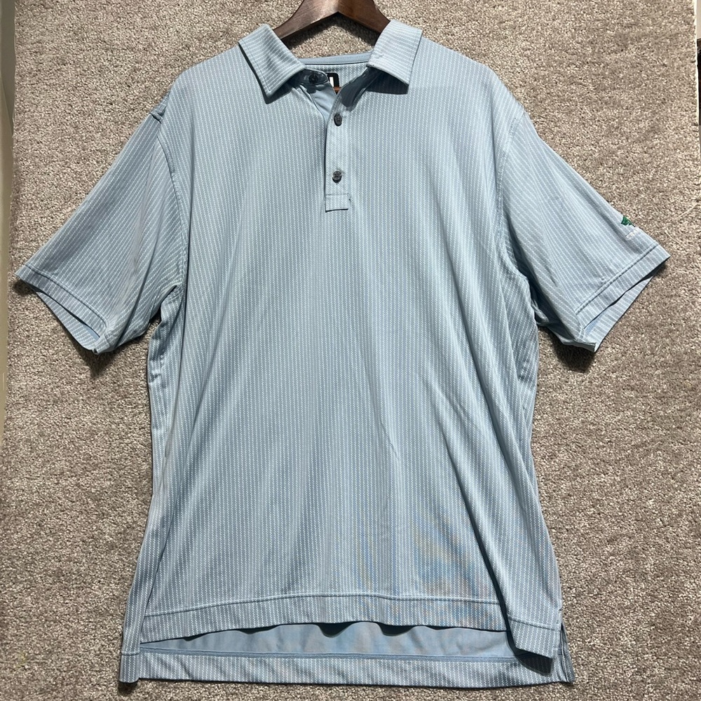FootJoy Men’s Short Sleeve Polo Shirt Shark Blue Performance Golf Zig Zag XL